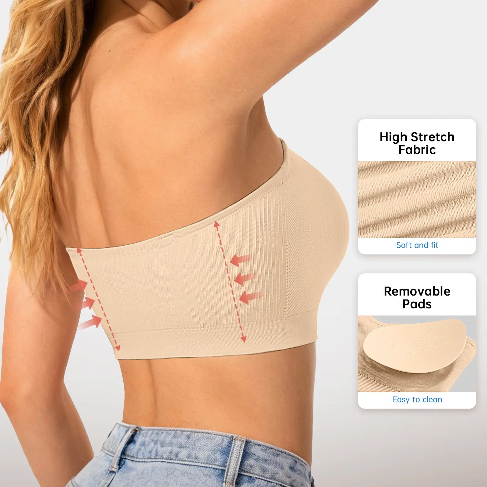 Stay Put Bandeau Bra, Wireless Seamless Comfort