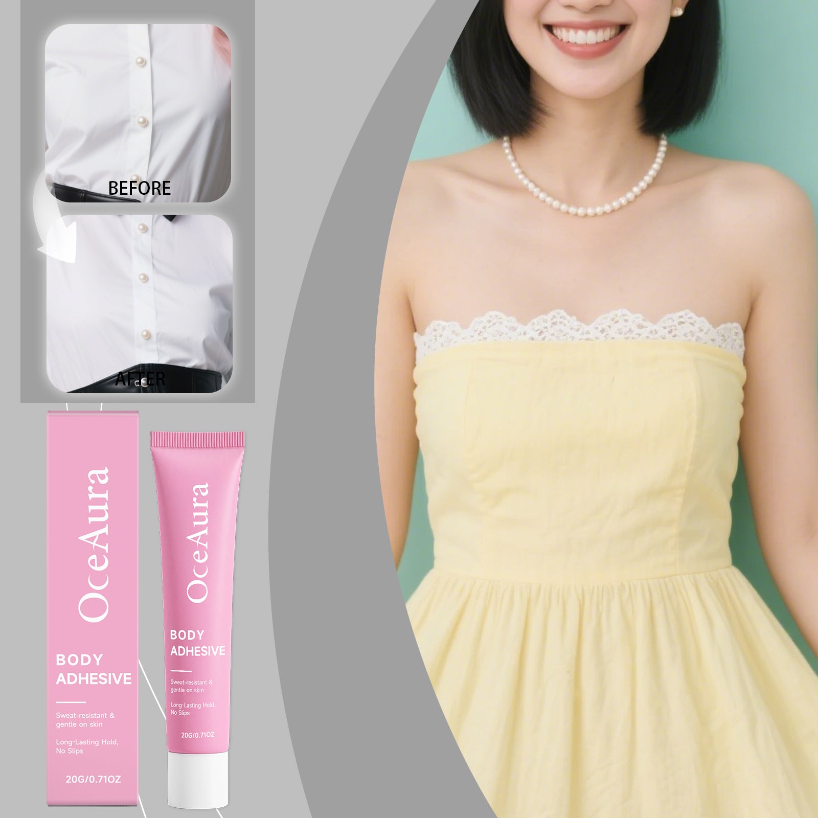 Body Adhesive Glue, Strong Hold, Strong Adhesion, Lightweight, Non-Damaging to Clothes, Easy to Apply, Secure Attachment, Ideal for Clothing Fixing