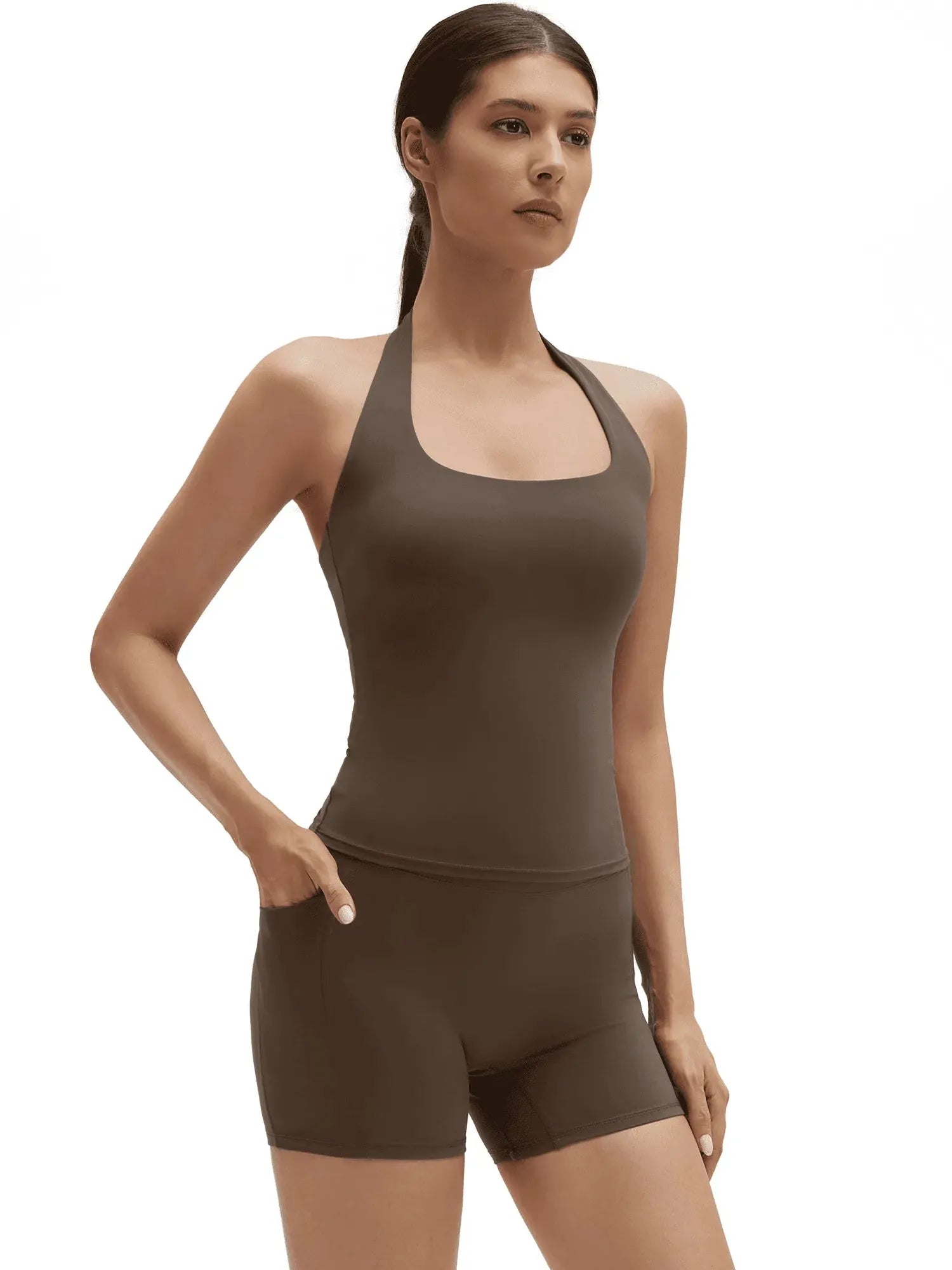 Halter Neck High Waisted 2 Piece Workout Sets