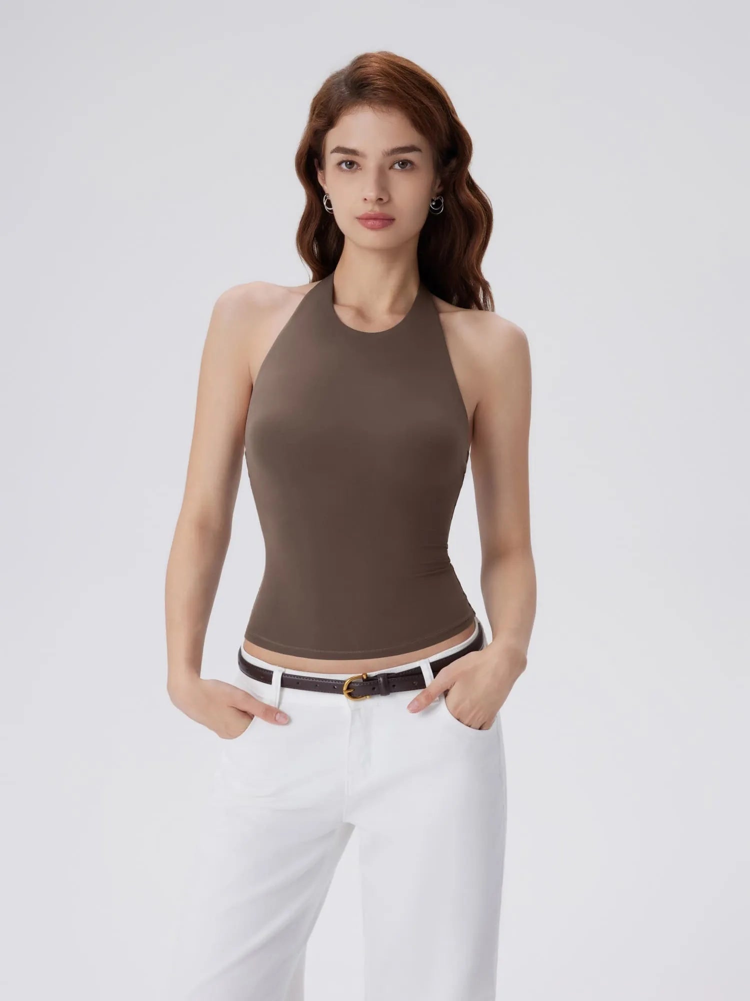 Padded Backless Halter Tank Tops