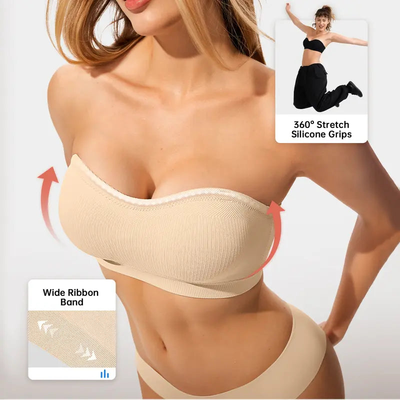 Stay Put Bandeau Bra, Wireless Seamless Comfort