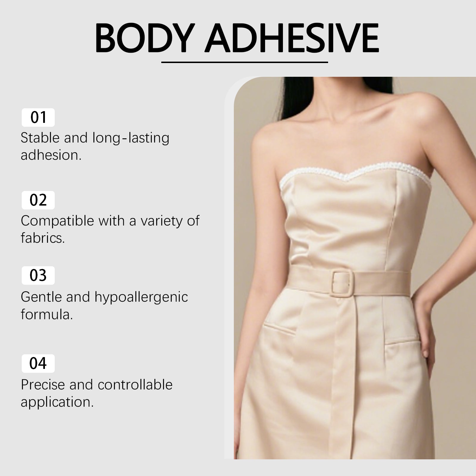 Body Adhesive Glue, Strong Hold, Strong Adhesion, Lightweight, Non-Damaging to Clothes, Easy to Apply, Secure Attachment, Ideal for Clothing Fixing