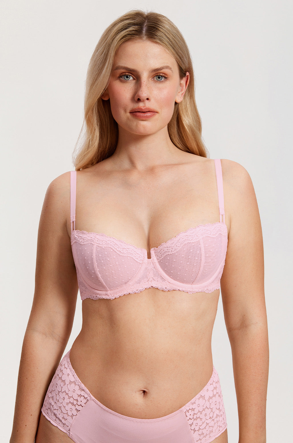 Sexy Lace Bra Underwire Balconette Unlined Demi Sheer Plus Size No Padded