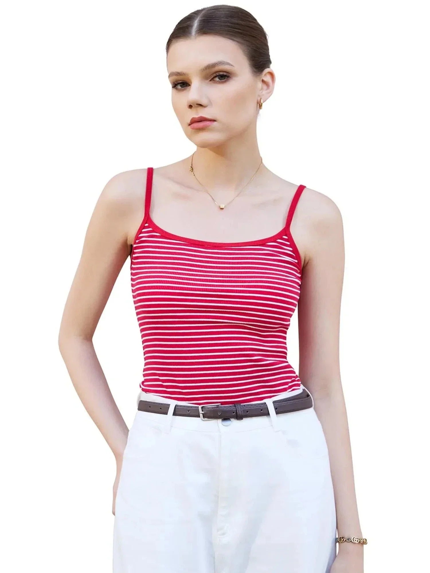 Flash Sales - Cotton Ribbed Stripe Cami Tank Top