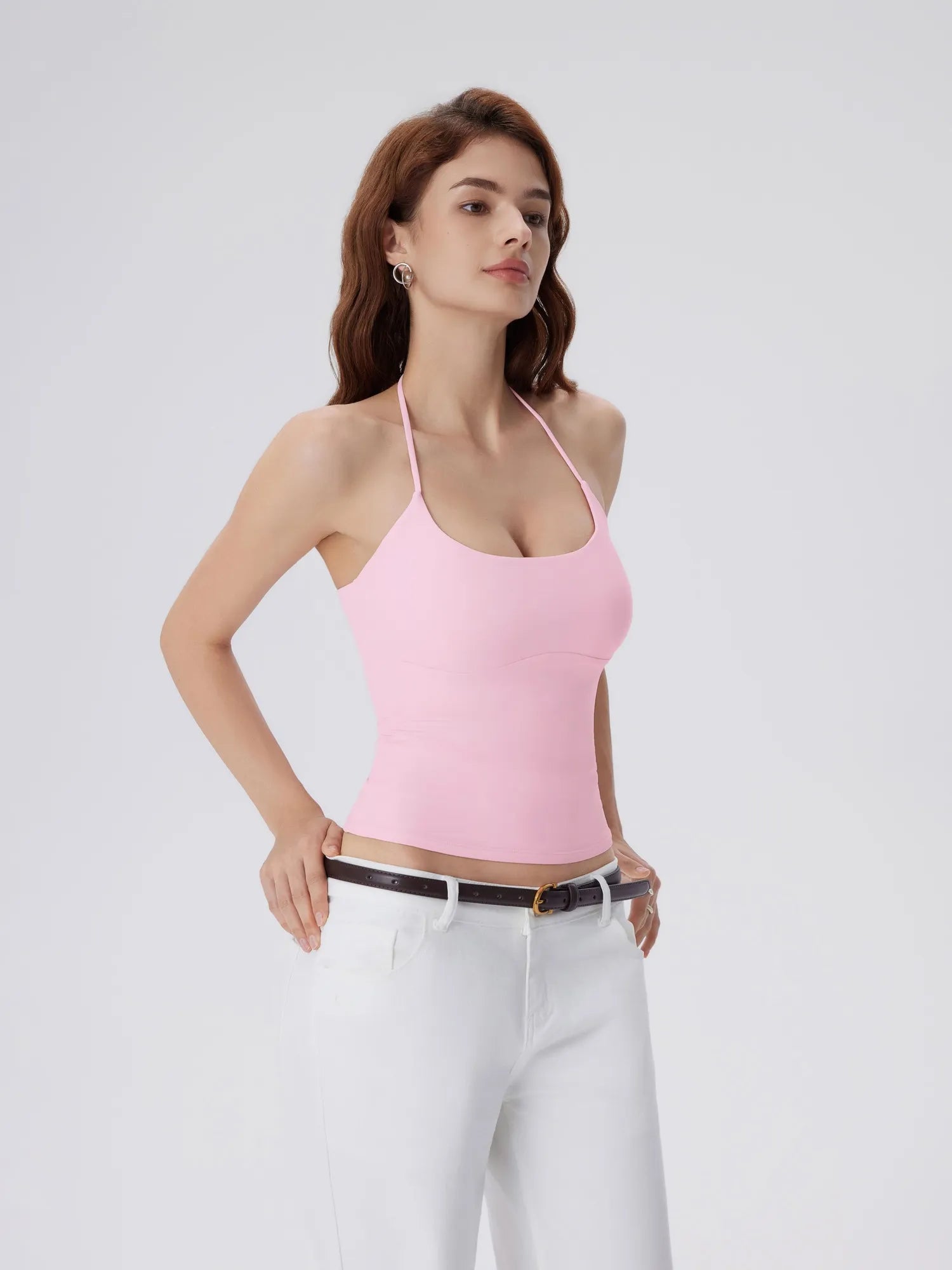 Open Back Silver Botton Y2K Tank Tops