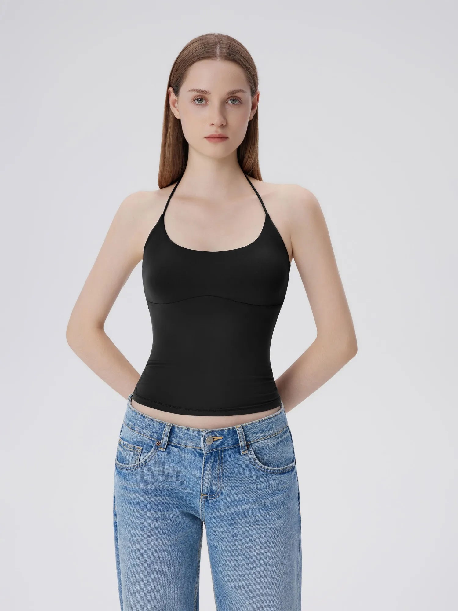 Open Back Silver Botton Y2K Tank Tops