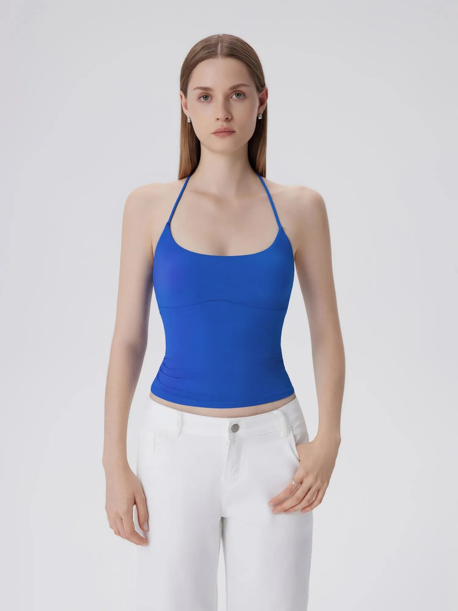Open Back Silver Botton Y2K Tank Tops