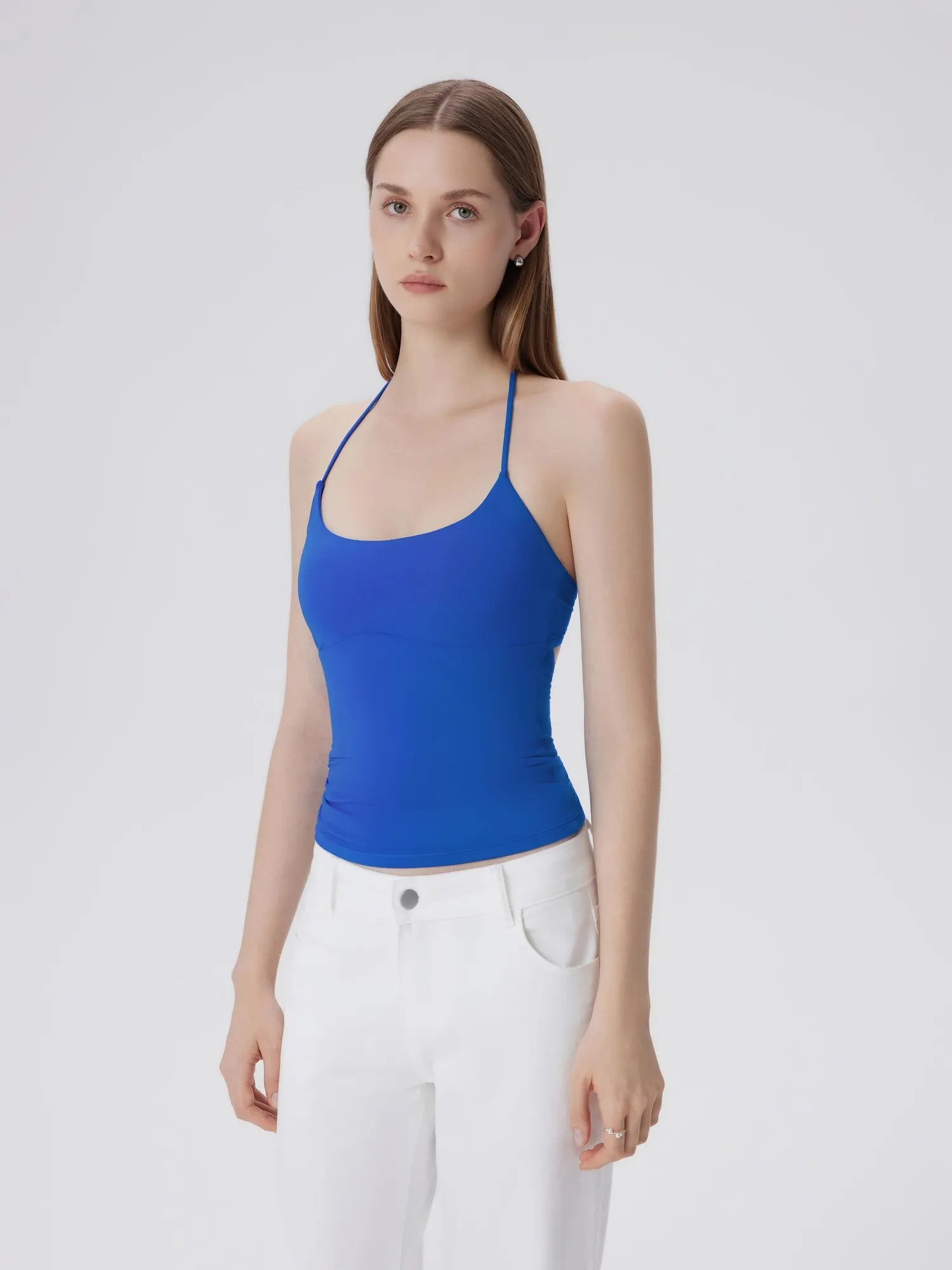 Open Back Silver Botton Y2K Tank Tops